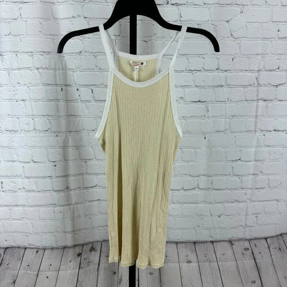 Sundry Ribbed Tank Top Eggshell White Trim Size Small - Picture 1 of 7